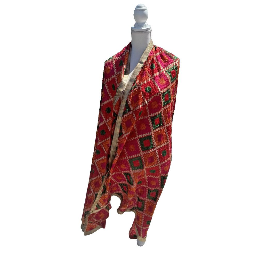 Zamour Saree Wrap Embroidered Bright Jewel Tone - Picture 1 of 12